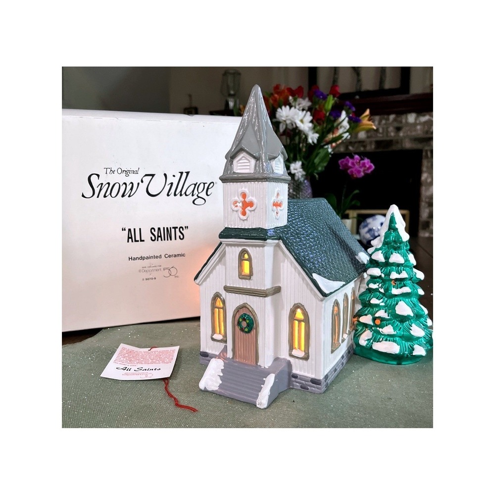 Department 56 Original Snow Village Retired "All Saints Church" 1986-#5070-9